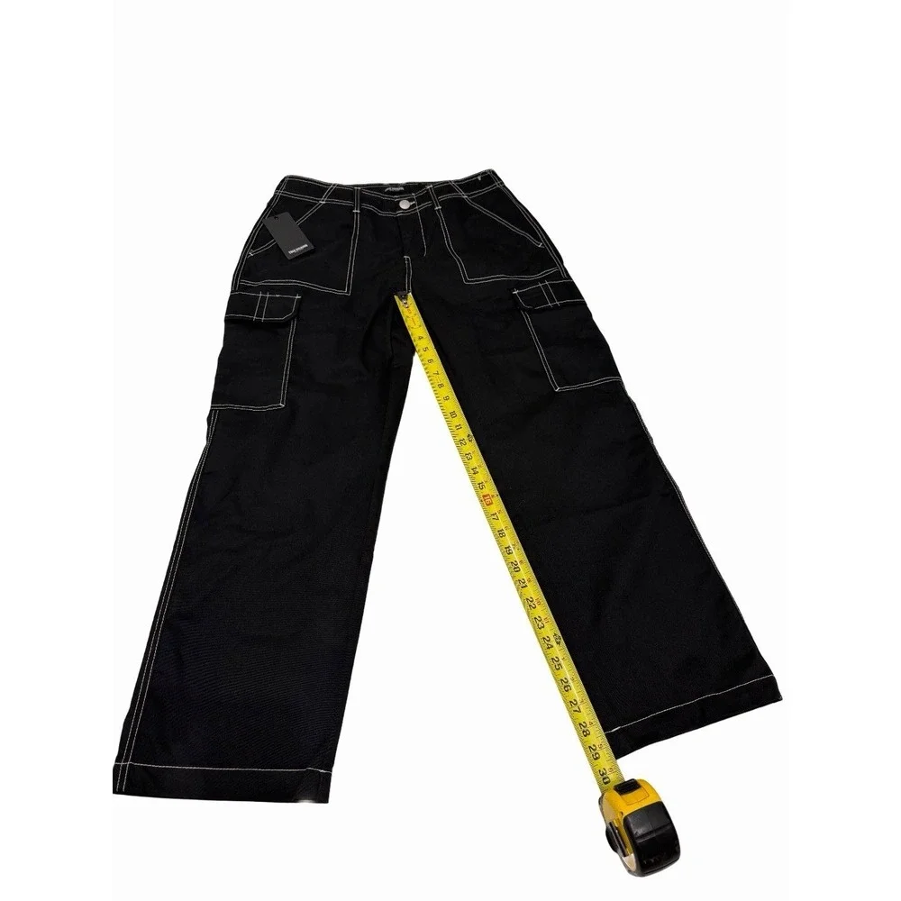 True Religion Mens Bobby Baggy Cargo Jet Black Pants Size 32 NWT